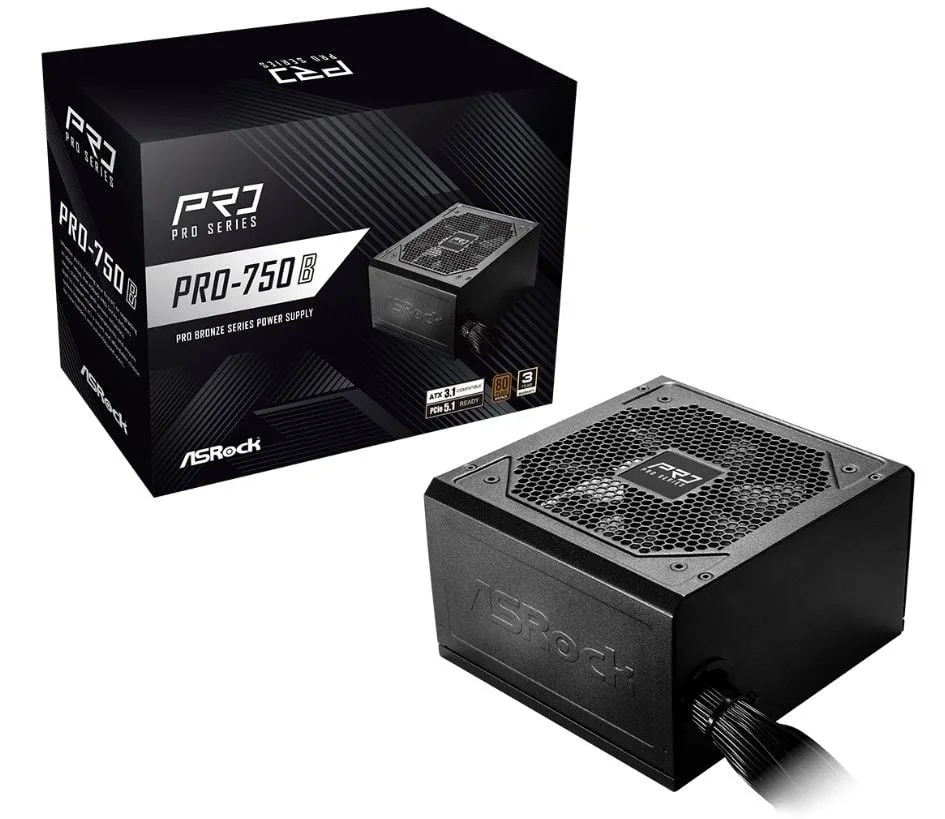 Fonte ATX ASRock PRO-750B 750W 80 Plus Bronze ATX 3.1 PFC Ativo