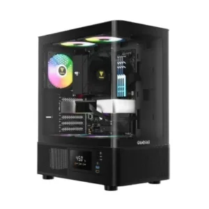 Gabinete Gamer Gamdias Atlas E2 CG Digital Mid Tower com Vidro Temperado e 3 Fans Preto Atlas E2 CG