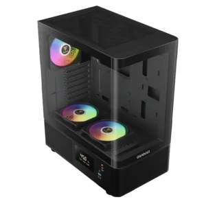 Gabinete Gamer Gamdias Atlas E2 CG Digital Mid Tower com Vidro Temperado e 3 Fans Preto Atlas E2 CG