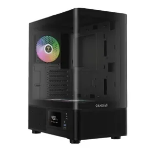 Gabinete Gamer Gamdias Atlas E2 CG Digital Mid Tower com Vidro Temperado e 3 Fans Preto Atlas E2 CG