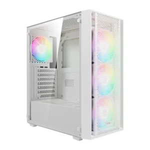 Gabinete Gamer Gamdias Aura GC2 Elite RGB Mid-Tower Lateral De Vidro Com 4 Fans Branco