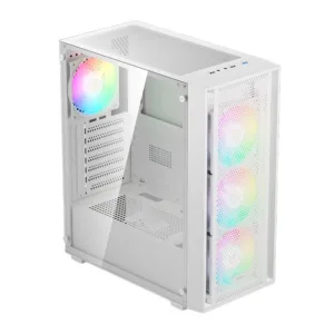 Gabinete Gamer Gamdias Aura GC2 Elite RGB Mid-Tower Lateral De Vidro Com 4 Fans Branco