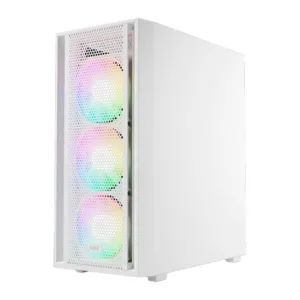 Gabinete Gamer Gamdias Aura GC2 Elite RGB Mid-Tower Lateral De Vidro Com 4 Fans Branco