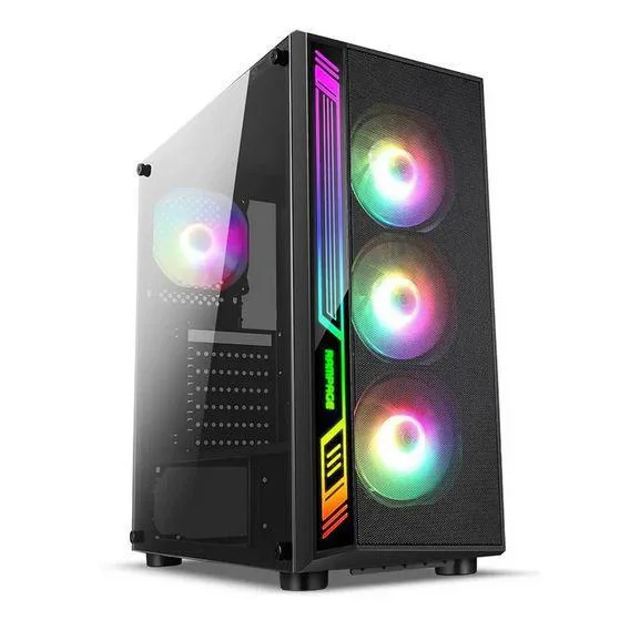 Gabinete Gamer Dex 4 Coolers Fans RGB Lateral Vidro Preto DEX - Liketec