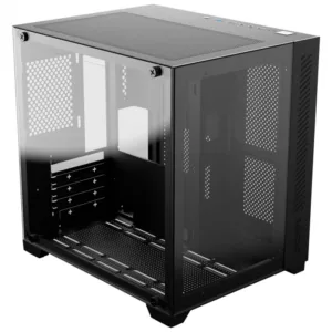 Gabinete Gamer PCYES Forcefield Black Vulcan com Frontal e Lateral em Vidro GFFBVP