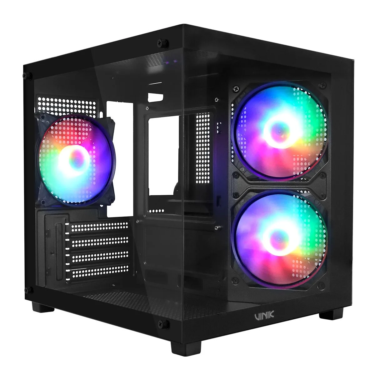Gabinete Gamer Vinik G-Cube Preto com Vidro Temperado e 3 Fans GGGCVBK