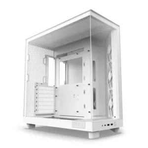 Gabinete Gamer NZXT H6 Flow Mid Tower com Lateral em Vidro e 3 Fans Branco CC-H61FW-01