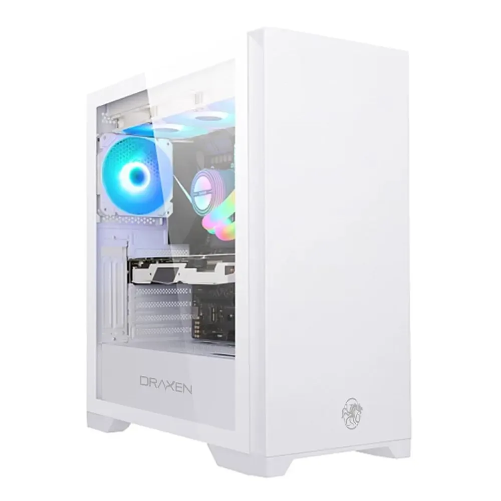 Gabinete Gamer Draxen Khamsa Vidro Temperado ARGB Branco (DRN43K-WH)