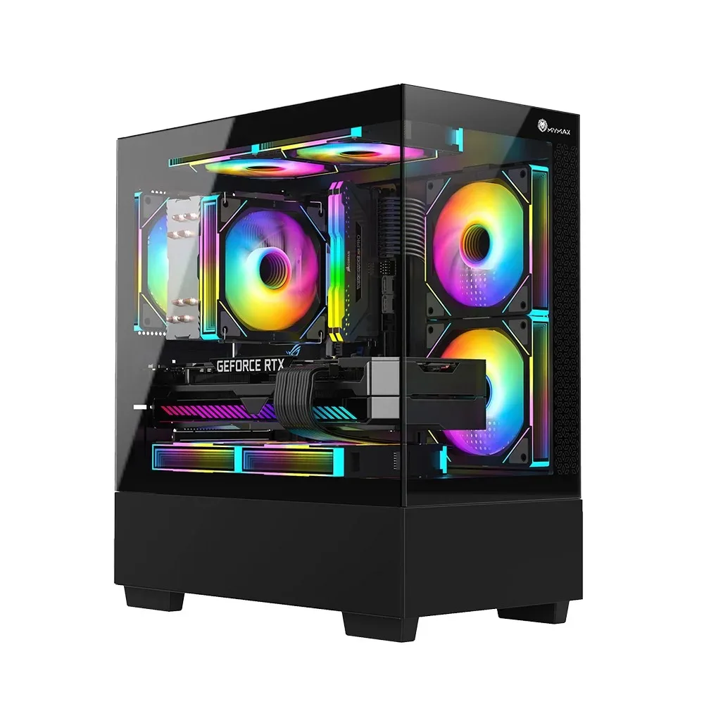 Gabinete Mymax Gamer Kyrios Micro Atx 3 Fans RBG Preto (MCA-K40-BK)