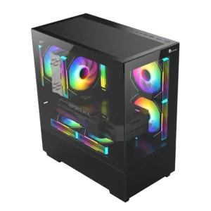 Gabinete Mymax Gamer Kyrios Micro Atx 3 Fans RBG Preto (MCA-K40-BK)
