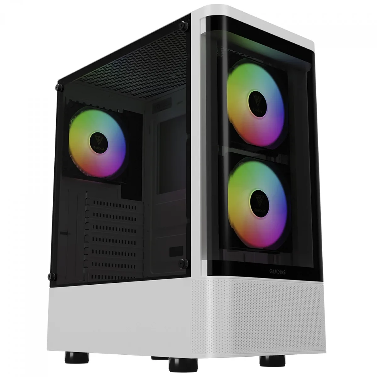Gabinete Gamer Gamdias Talos E3 CG WH Mid Tower Vidro Temperado ATX Com 3 Fans ARGB Branco