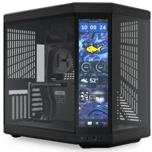 Gabinete Gamer Hyte Y70 Touch Infinite Pitch Black, Com Display 2.5K 14.9 Pol Touch Mid Tower Vidro Temperado EATX Sem Fans Preto CS-HYTE-Y70TTI-BB