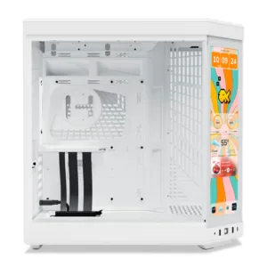 Gabinete Gamer Y70 Hyte Touch Snow White Com Display 2.5K 14.9 Pol Touch Mid Tower Vidro Temperado EATX Sem Fans Branco CS-HYTE-Y70TTI-WW