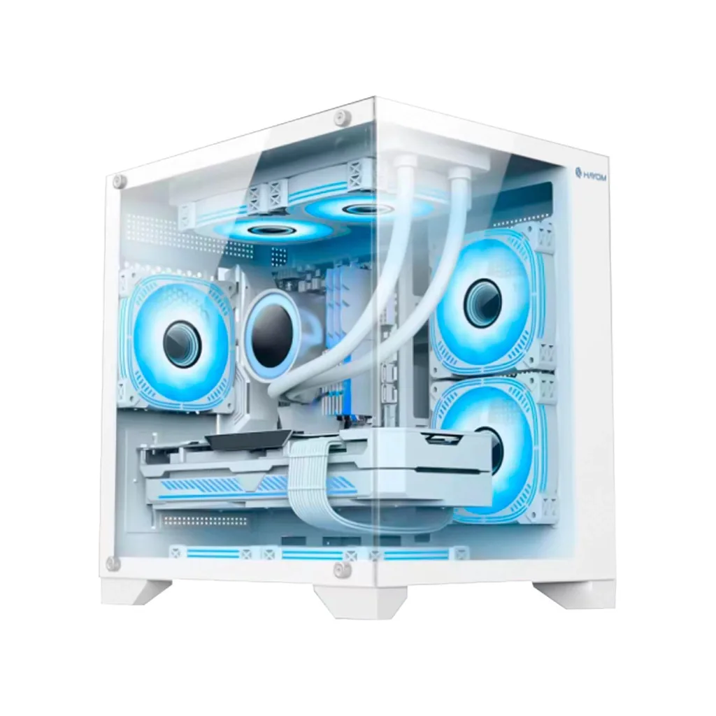 Gabinete Hayom GB1791 Branco 4 Fans RGB USB 3.0 Vidro Temperado Micro-ATX