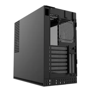 Gabinete Gamer Geometric Future Model 4 King Arthur Mid Tower com Lateral em Vidro Preto e Amarelo GEO-M4-KAB