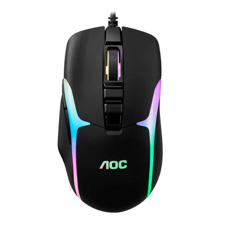 Mouse Gamer AOC GM190 RGB 7200 DPI 8 Botões Preto
