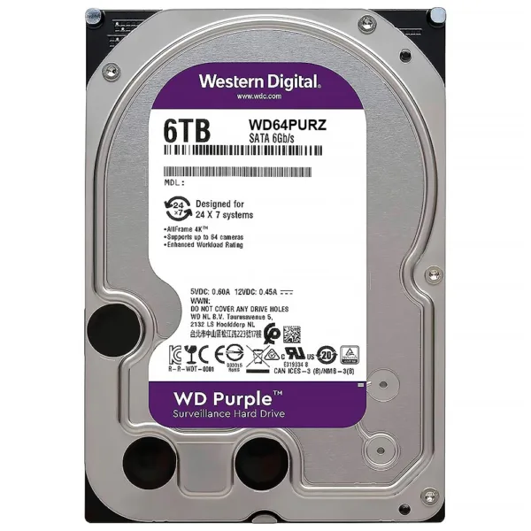 HD Western Digital 6TB WD Purple 3.5" SATA 3 5400RPM WD64PURZ