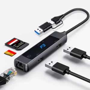 HUB USB 3.0 type-c para leitor de cartão USB3.0 e RJ45 JC-TYC-R04 - F3
