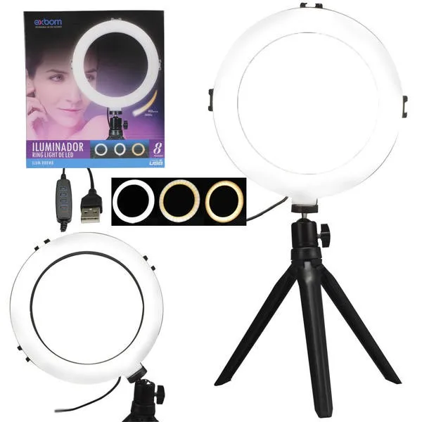 Iluminador De Led Hing Light 8 Polegadas 3 Tonalidades ILUM-R08W8 - Exbom