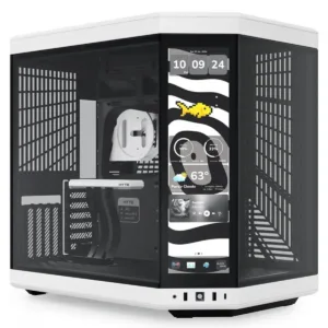 Gabinete Gamer Hyte Y70 Touch Infinite Panda Com Display 2.5K 14.5 Pol Touch Mid Tower Vidro Temperado EATX Sem Fans Preto e Branco CS-HYTE-Y7