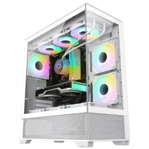 Gabinete Gamer Gamemax Vista White Mid Tower ATX Vidro Temperado Branco Sem Fonte Sem Fan
