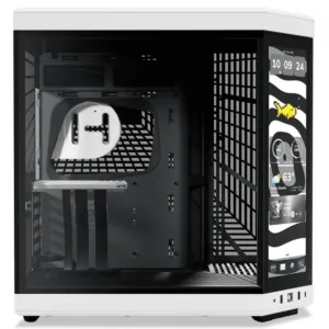 Gabinete Gamer Hyte Y70 Touch Infinite Panda Com Display 2.5K 14.5 Pol Touch Mid Tower Vidro Temperado EATX Sem Fans Preto e Branco CS-HYTE-Y7