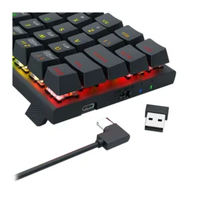 Teclado Mecânico Gamer Redragon Ryze Pro RGB Wireless Switch Brown K633RGB-PRO-PT-BROWN