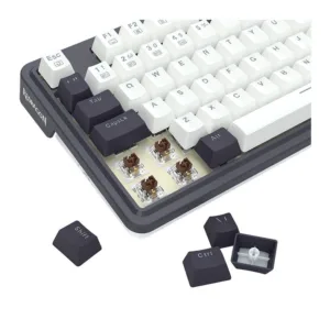 Teclado Mecânico Redragon Ucal Pro 75% RGB ABNT2 Switch Brown Tri-Mode Preto e Branco K673WB-RGB-PRO-PT-BROWN