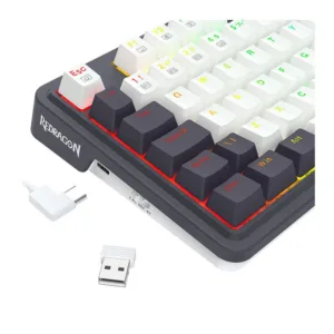 Teclado Mecânico Redragon Ucal Pro 75% RGB ABNT2 Switch Brown Tri-Mode Preto e Branco K673WB-RGB-PRO-PT-BROWN