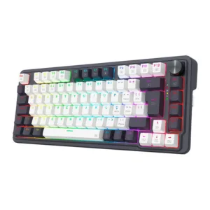 Teclado Mecânico Redragon Ucal Pro 75% RGB ABNT2 Switch Brown Tri-Mode Preto e Branco K673WB-RGB-PRO-PT-BROWN