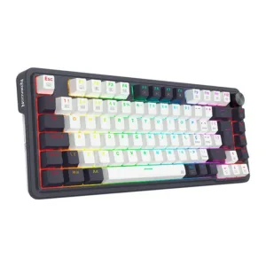 Teclado Mecânico Redragon Ucal Pro 75% RGB ABNT2 Switch Brown Tri-Mode Preto e Branco K673WB-RGB-PRO-PT-BROWN