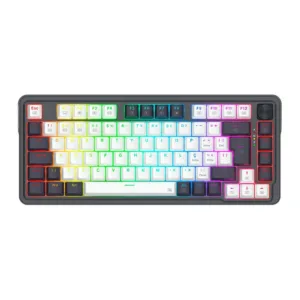 Teclado Mecânico Redragon Ucal Pro 75% RGB ABNT2 Switch Brown Tri-Mode Preto e Branco K673WB-RGB-PRO-PT-BROWN