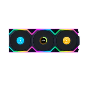 Kit Fan Lian Li UNI FAN SL Wireless LCD Reverse Blade ARGB 3x120mm Preto 12RSLLCD1W3B