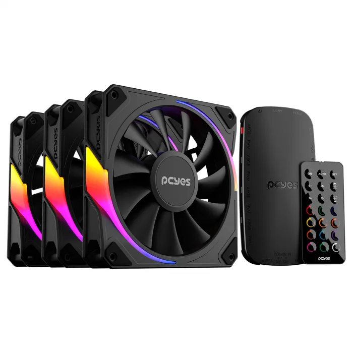 Kit Cooler Fan PCYes Sangue Frio 3 ARGB Black Vulcan 3x120mm com Controladora K3ARGBSF3BVBR