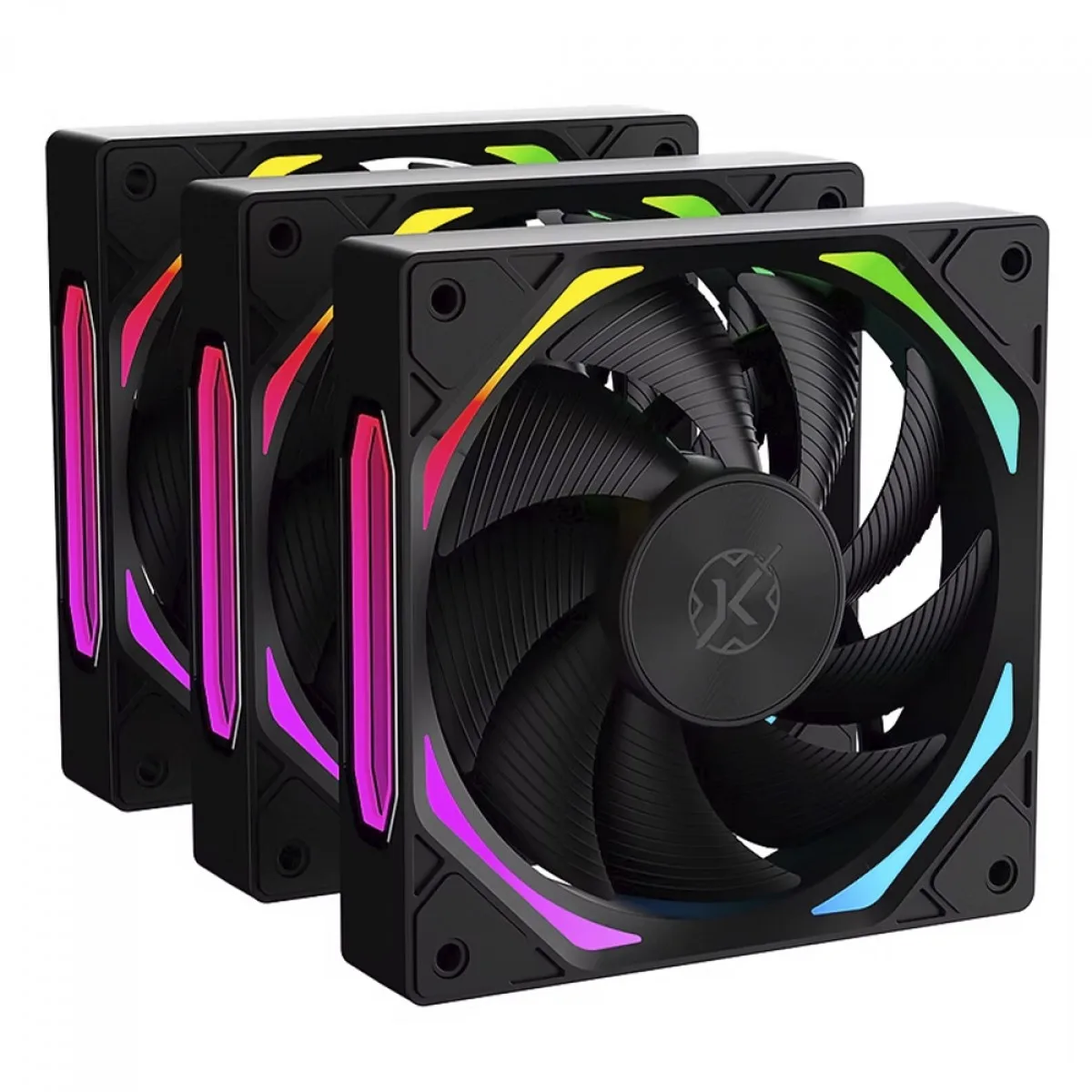 Kit Fan Kalkan Halo ARGB 3x120mm PWM Preto KLK00019