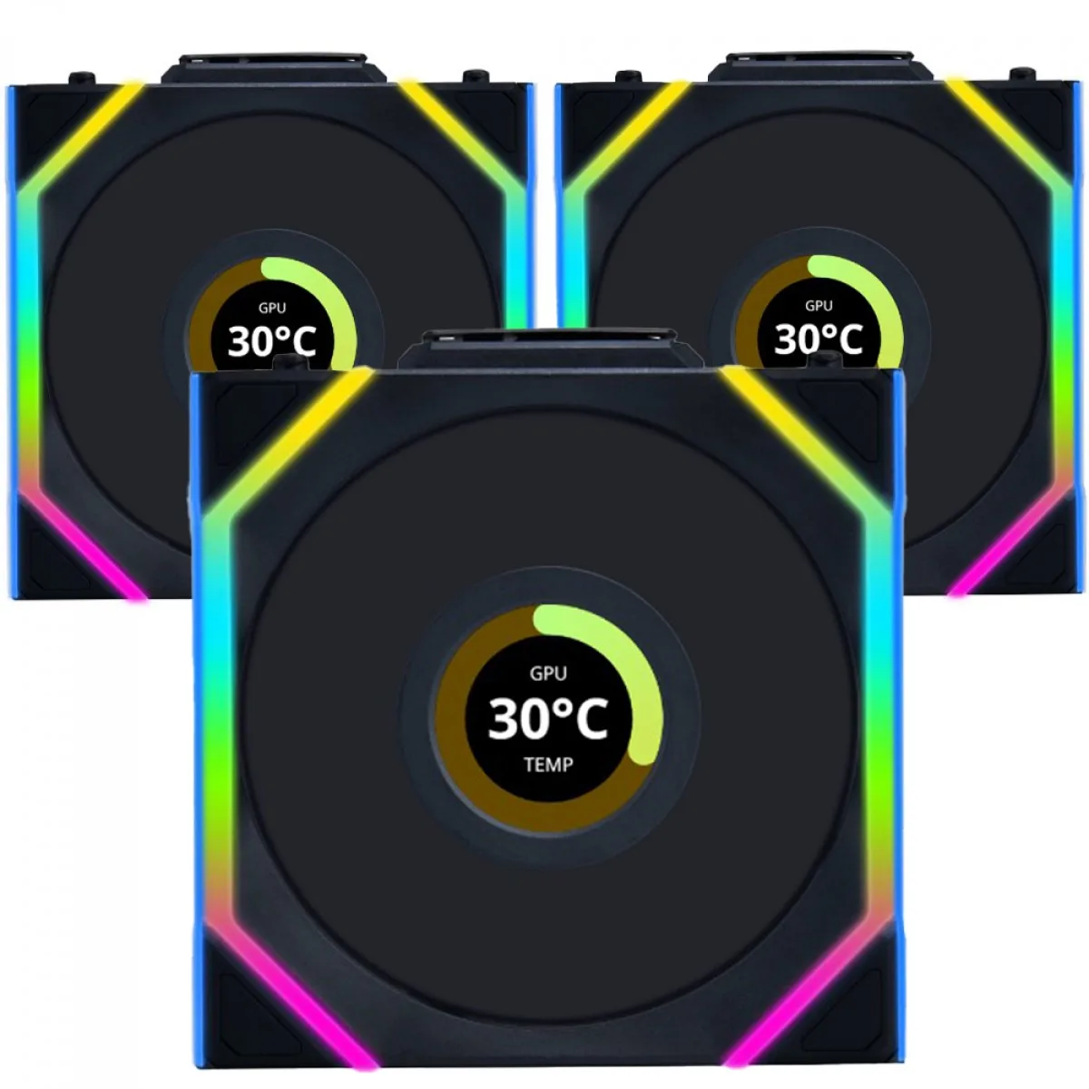 Kit Fan Lian Li UNI FAN SL Wireless LCD ARGB 3x120mm Preto 12SLLCD1W3B