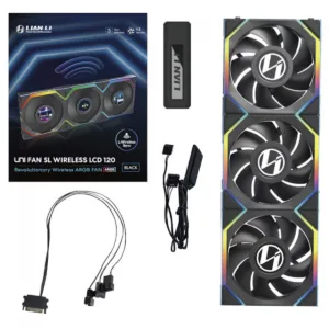 Kit Fan Lian Li UNI FAN SL Wireless LCD ARGB 3x120mm Preto 12SLLCD1W3B