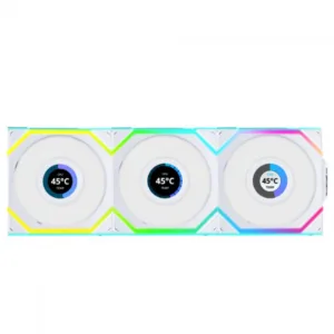 Kit Fan Lian Li UNI FAN SL Wireless LCD Reverse Blade ARGB 3x120mm Branco 12RSLLCD1W3W
