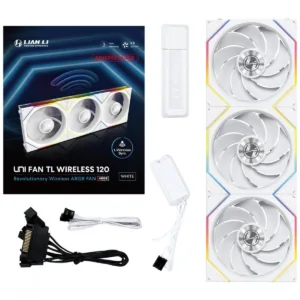 Kit Fan Lian Li UNI FAN TL Wireless Reverse Blade ARGB 3x120mm Branco 12RTL1W3W