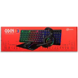Kit Gamer Kalkan Teclado + Mouse + Mousepad + Headset Odin RGB USB ABNT2 3600 DPI Preto KLK00017