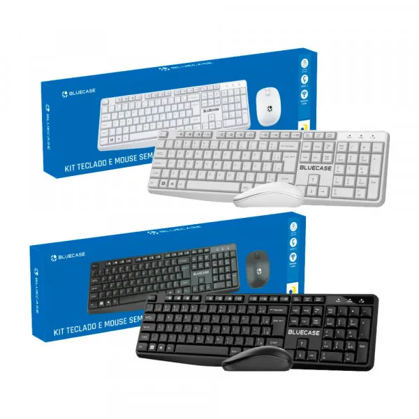 Kit Teclado e Mouse Sem Fio Bluecase BMTW01 Branco USB 2.4GHz