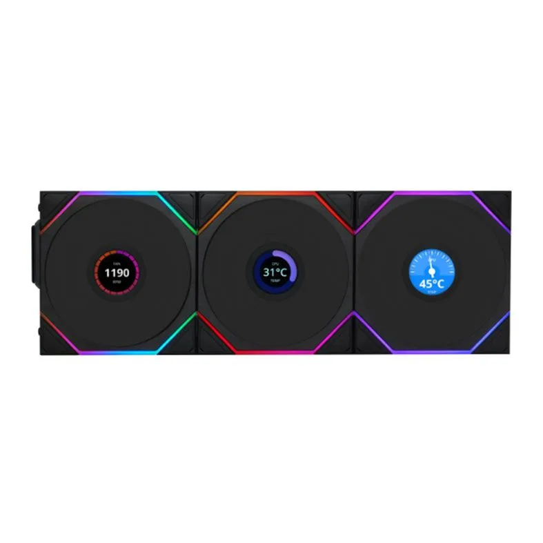 Kit Ventoinhas Lian Li UNI FAN TL Wireless LCD ARGB 3x120mm Preto 12TLLCD1W3B
