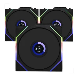 Kit Ventoinhas Lian Li UNI FAN TL Wireless LCD ARGB 3x120mm Preto 12TLLCD1W3B
