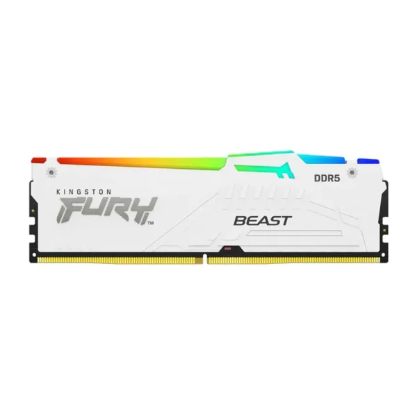 Memória Kingston Fury Beast RGB 16GB DDR5 5600MHz CL40 Branco Intel XMP KF556C40BWA-16