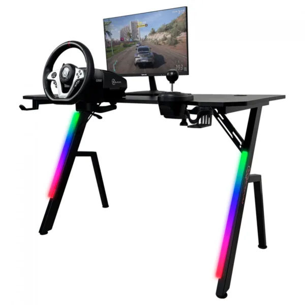 Mesa Gamer Kalkan Illumi RGB Inclinável Com Suporte Para Headset e Copo Preto KLK00030