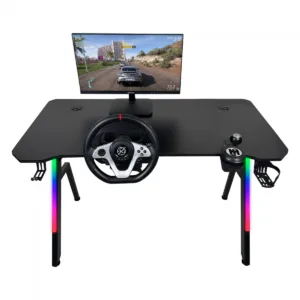 Mesa Gamer Kalkan Illumi RGB Inclinável Com Suporte Para Headset e Copo Preto KLK00030
