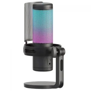 Microfone Redragon Gamer Fenris RGB Condensador Com Shock Mount Preto GM301