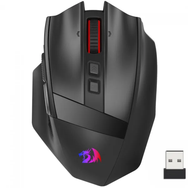 Mouse Gamer Redragon Rind Pro RGB Wireless/Bluetooth 26000 DPI 10 Botões Sensor PAW3395 Preto M813RGB-PRO