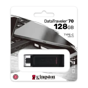 Pen Drive Kingston DataTraveler 70 128GB USB-C 3.2 Gen 1 Preto DT70/128GB