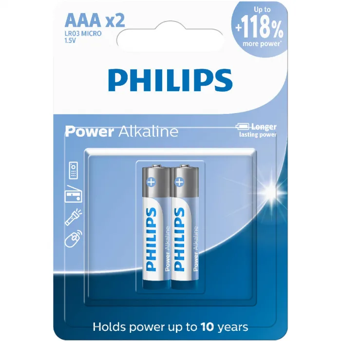 PILHAS ALCALINAS AAA C/2 LR03P2B/59 - PHILIPS